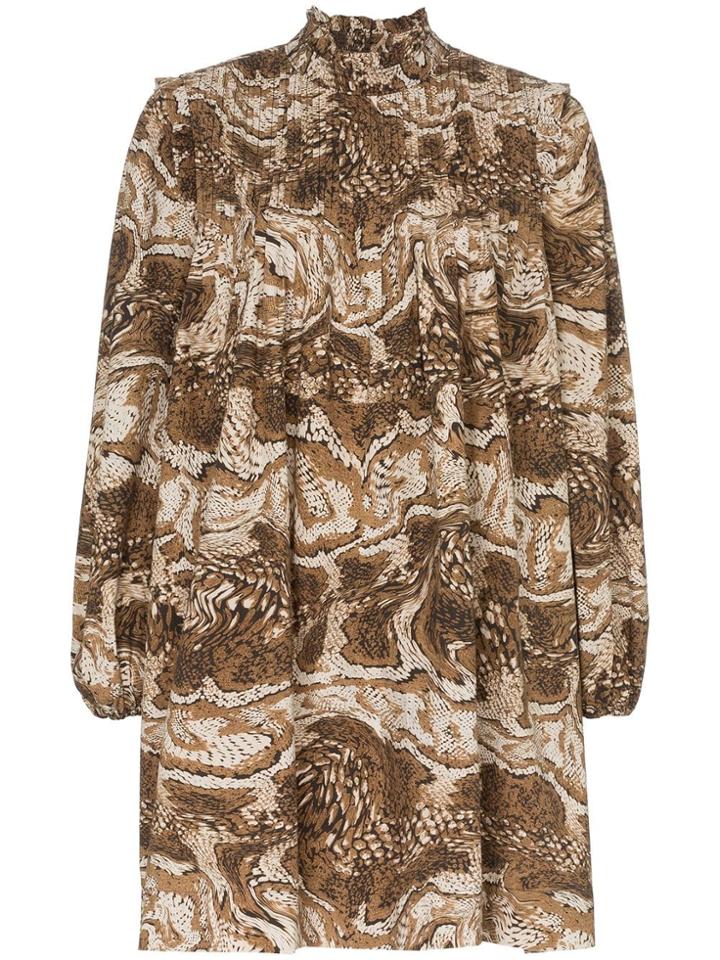 Ganni Printed Mini Dress - Black