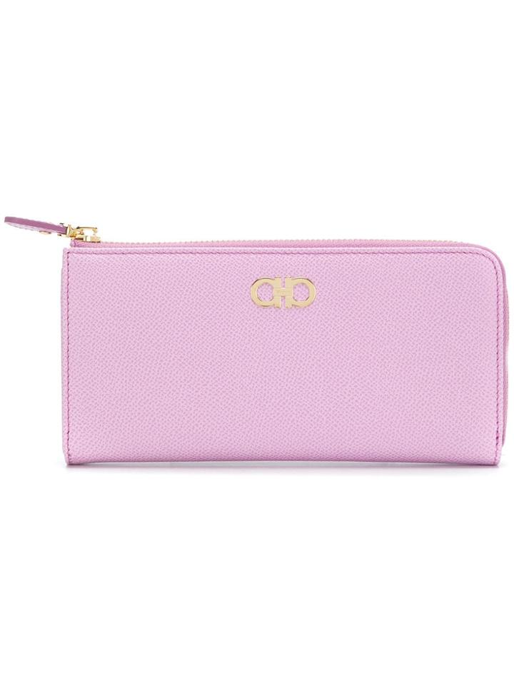 Salvatore Ferragamo Zipped Double Gancio Wallet - Pink