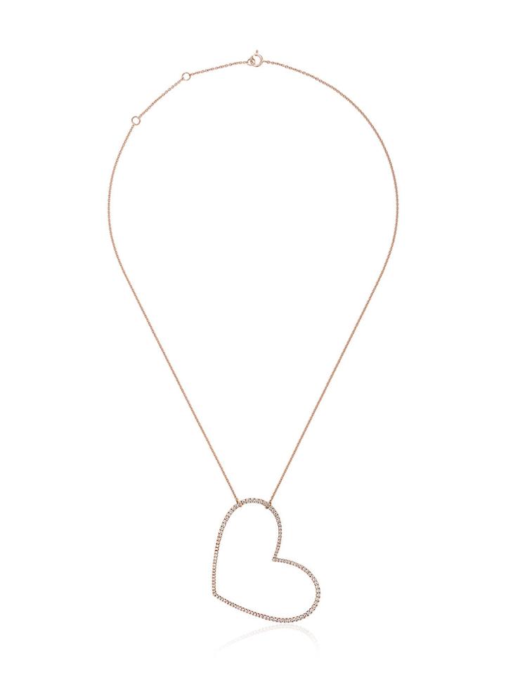 Rosa De La Cruz Rose Gold And Diamond Necklace With Large Heart Charm