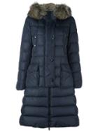 Moncler 'khloe' Padded Coat, Women's, Size: 2, Blue, Polyamide/raccoon Dog/feather