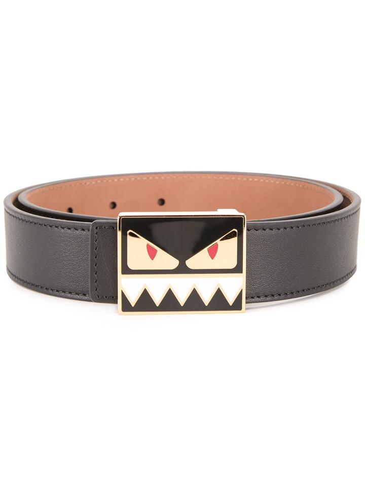 Fendi Fendi Monster Buckle Belt, Women's, Size: 75, Black, Calf Leather