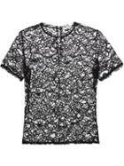 Nina Ricci Floral Lace T-shirt Blouse, Women's, Size: 38, Black, Cotton/viscose/polyimide