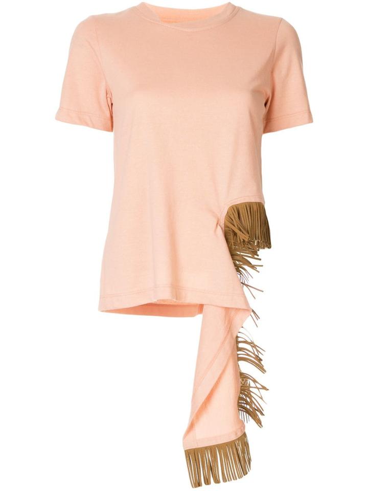 Facetasm Fringe Embellished T-shirt - Pink