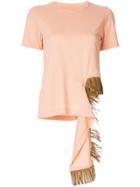 Facetasm Fringe Embellished T-shirt - Pink