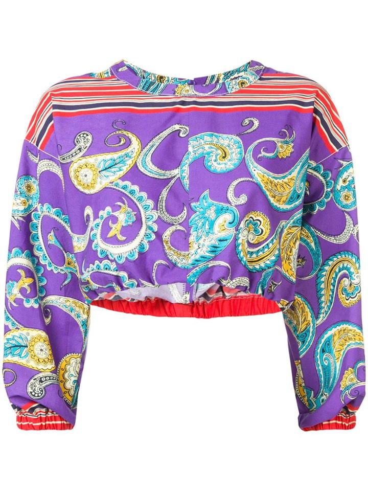 Philosophy Di Lorenzo Serafini Cropped Paisley Blouse - Purple