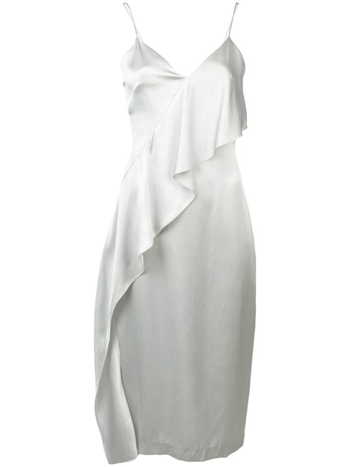 Cushnie Et Ochs Spaghetti Strap Ruffle Dress - Grey