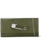 Versus Oversized Pin Detail Clutch, Women's, Green, Leather