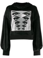 Pinko Chainmail Detail Velvet Hoodie - Black