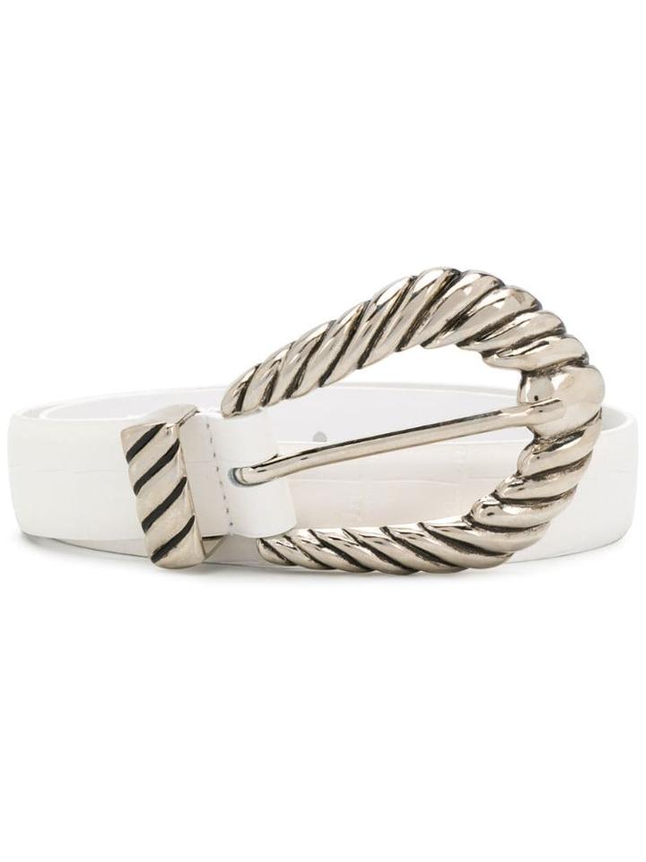Alberta Ferretti Embossed Croc Effect Belt - White