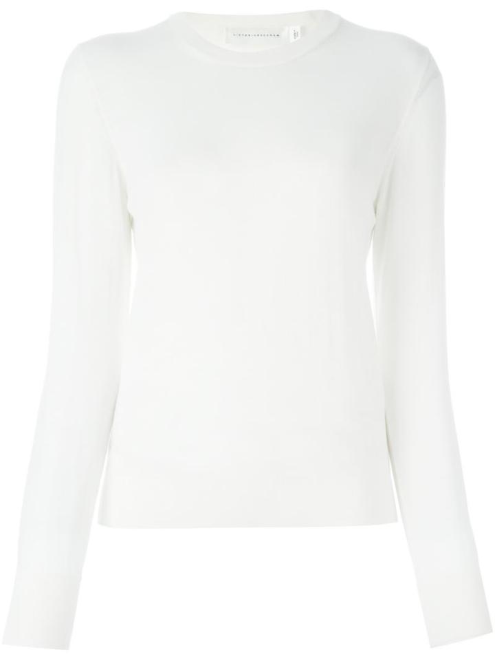 Victoria Beckham Crew Neck Sweater, Women's, Size: 2, White, Wool
