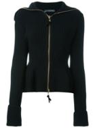 Alexander Mcqueen Knit Peplum Jacket, Women's, Size: Large, Black, Wool
