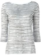 Majestic Filatures Striped T-shirt, Women's, Size: I, White, Linen/flax