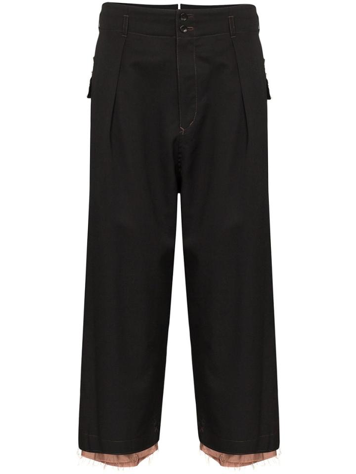 Sulvam Deconstructed Crop Tailored Trousers - Black