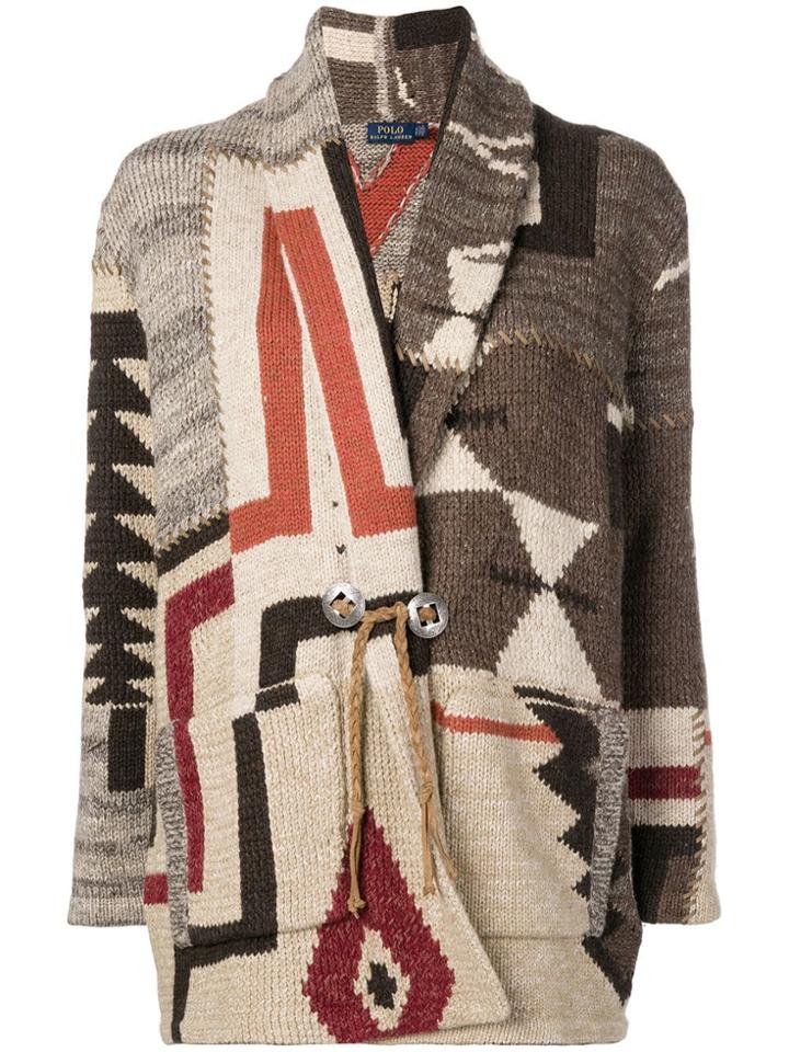 Polo Ralph Lauren Geometric Shawl Cardigan - Brown