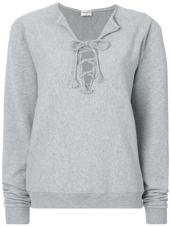 Saint Laurent Lace-up Top - Grey