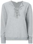Saint Laurent Lace-up Top - Grey