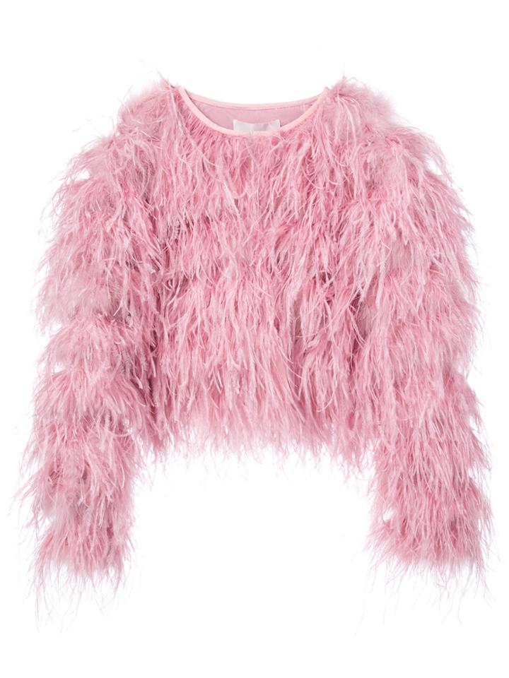 Cinq A Sept Cropped Feather Jacket - Pink & Purple