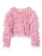 Cinq A Sept Cropped Feather Jacket - Pink & Purple
