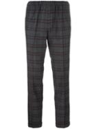Alberto Biani Plaid Tapered Cropped Trousers, Women's, Size: 38, Grey, Cotton/spandex/elastane/cashmere/virgin Wool