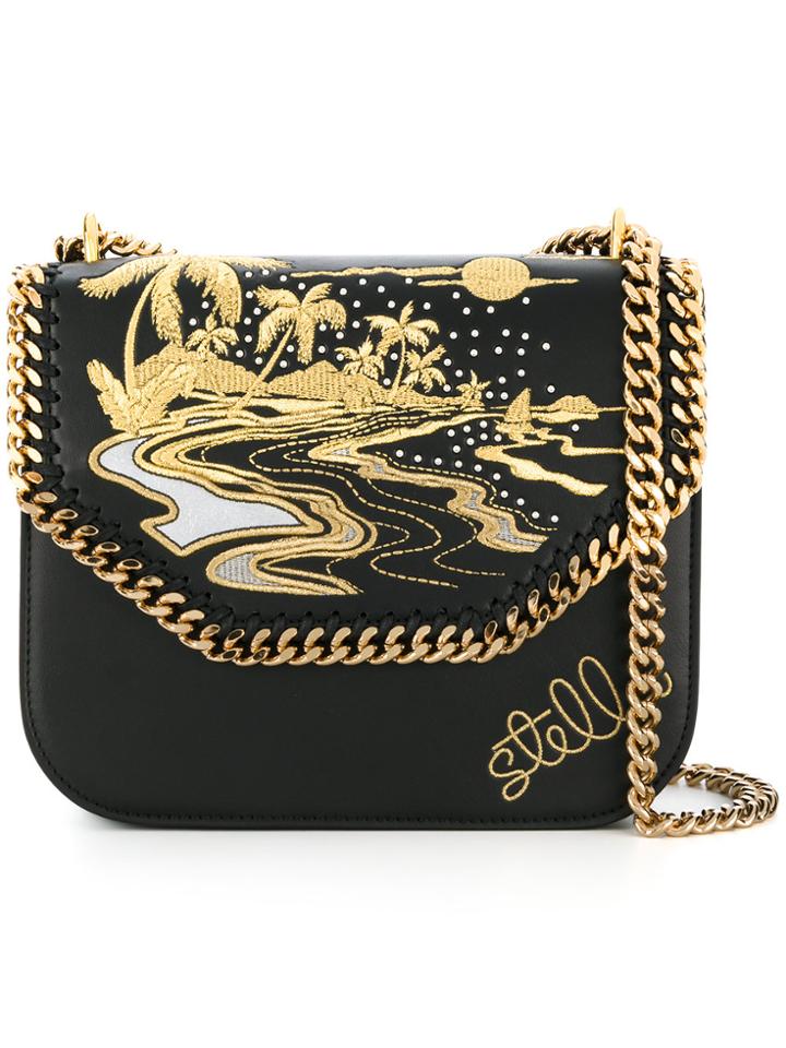 Stella Mccartney Embroidered Falabella Box Shoulder Bag - Black