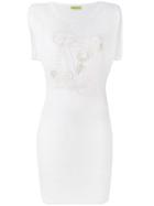 Versace Jeans Logo Print Fitted Dress - White