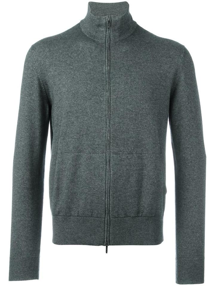 Loro Piana Zip Up Cardigan, Men's, Size: 58, Grey, Silk/goat Skin/cashmere