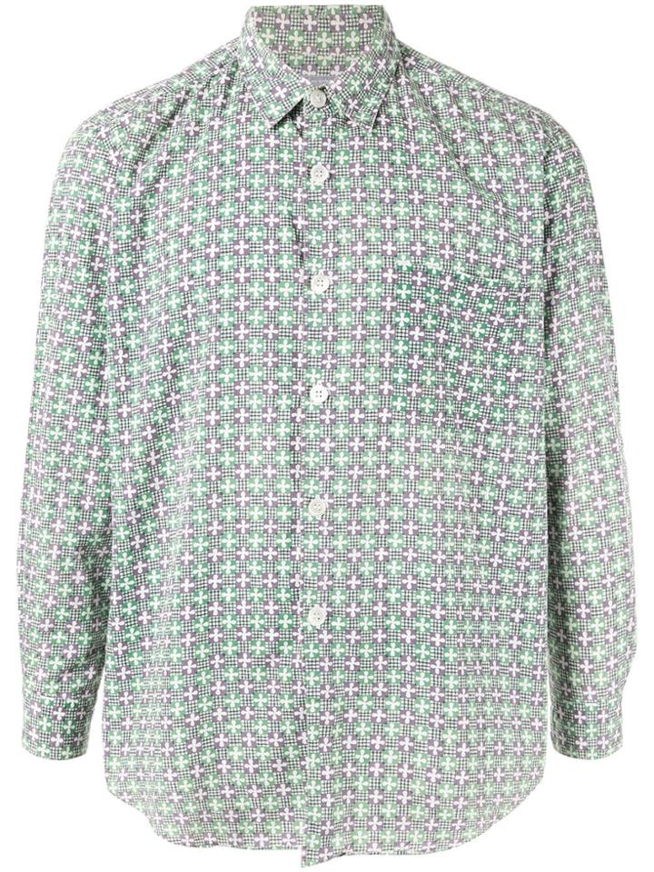 Comme Des Garçons Vintage Tile-pattern Shirt - Green