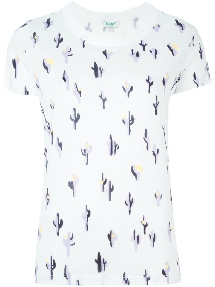 Kenzo Cartoon Cactus T-shirt, Women's, Size: L, White, Cotton/modal
