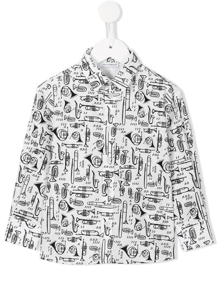 Dolce & Gabbana Kids - Musical Instrument Print Shirt - Kids - Cotton/spandex/elastane - 24 Mth, Toddler Boy's, White