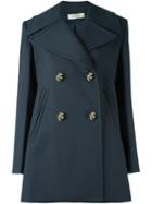Nina Ricci Double Breasted Coat, Women's, Size: 36, Blue, Polyester/viscose/wool