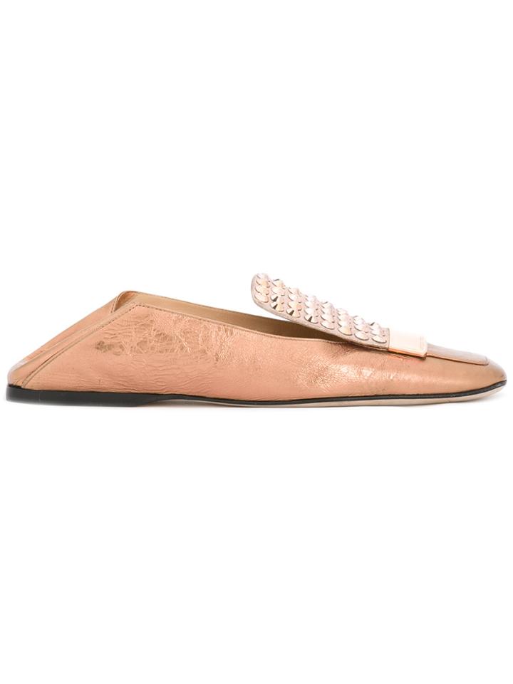 Sergio Rossi Sr1 Embellished Square Toe Loafers - Metallic