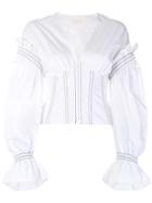 Jonathan Simkhai Puff Sleeve Corset Shirt - White