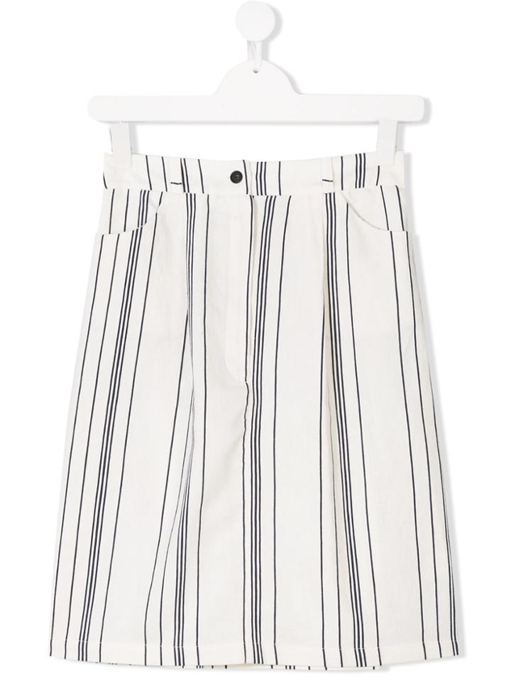 Max & Lola Teen Striped Skirt - White