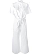 T By Alexander Wang Shirt-style Jumpsuit, Women's, Size: 4, White, Cotton