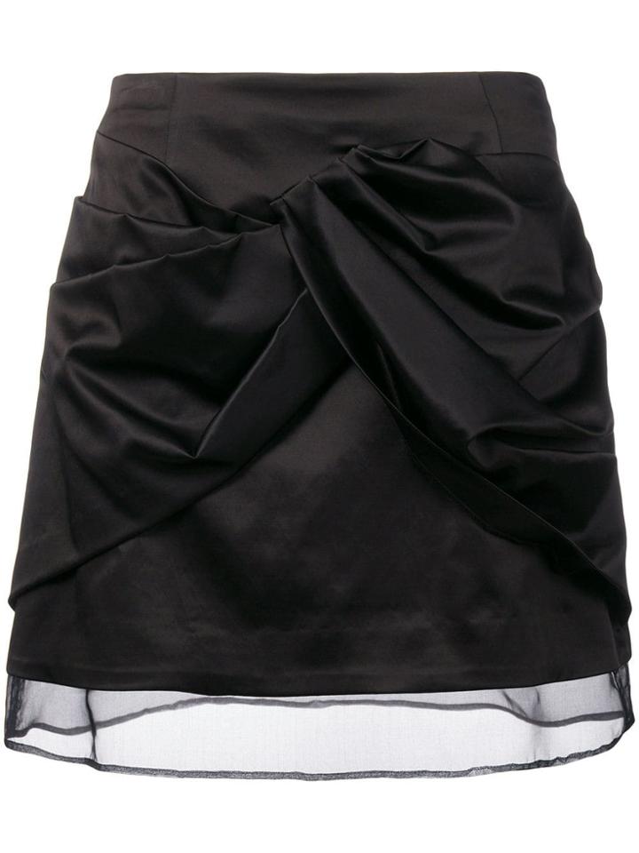 Brognano Draped Front Mini Skirt - Black