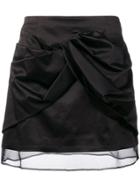 Brognano Draped Front Mini Skirt - Black