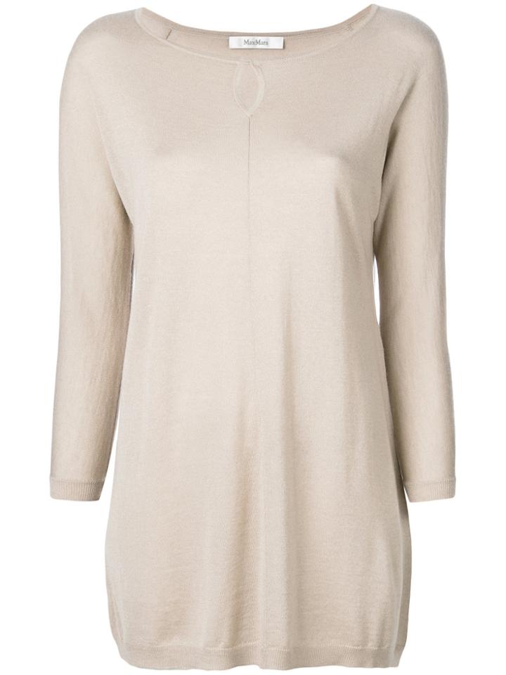 Max Mara Long Keyhole Detail Jumper - Nude & Neutrals