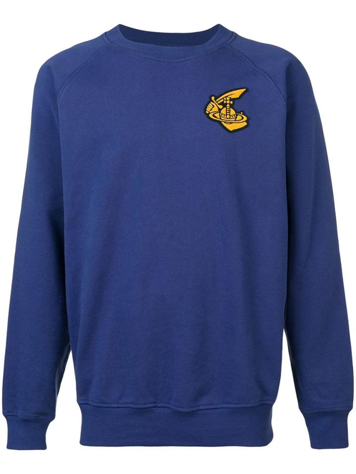 Vivienne Westwood Anglomania Contrast Logo Sweatshirt - Blue