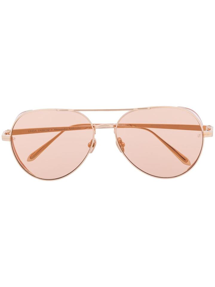 Linda Farrow Tinted Aviator Sunglasses - Pink
