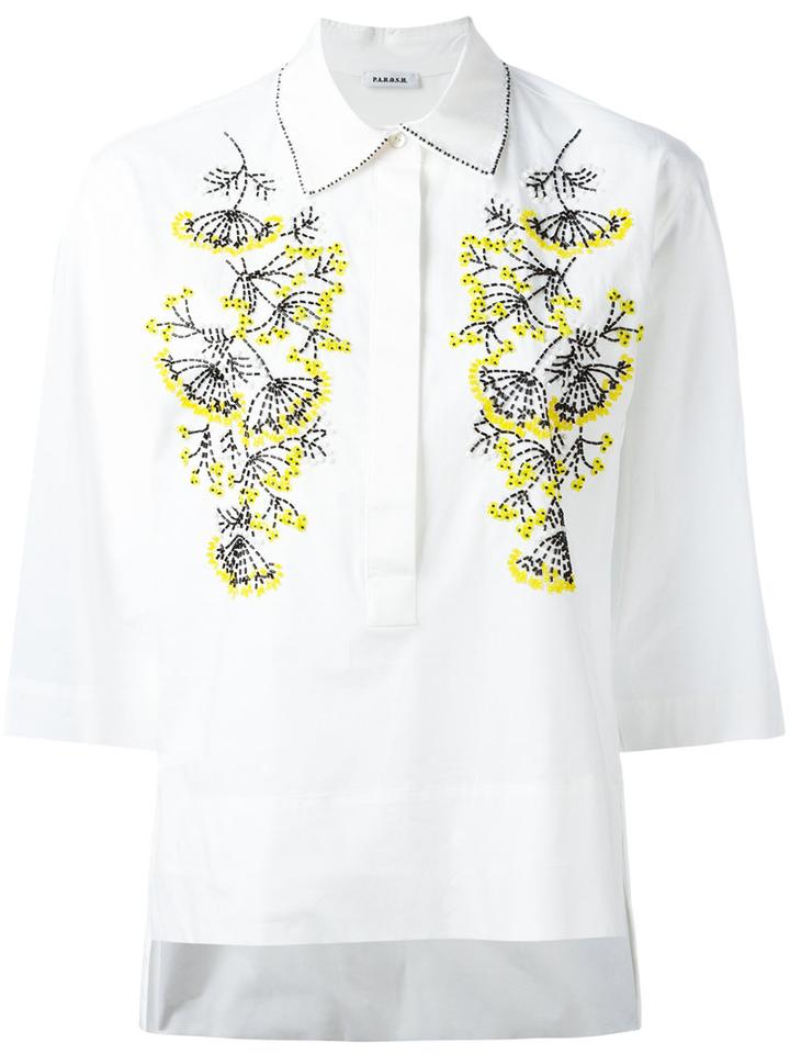 P.a.r.o.s.h. - Embroidered Shirt - Women - Cotton/spandex/elastane/pvc - M, Women's, White, Cotton/spandex/elastane/pvc