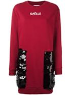 Gaelle Bonheur Sequin Patch Sweatshirt Dress, Women's, Size: 0, Red, Cotton