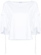 Estnation - Ruched Sleeve Blouse - Women - Cotton - 38, White, Cotton