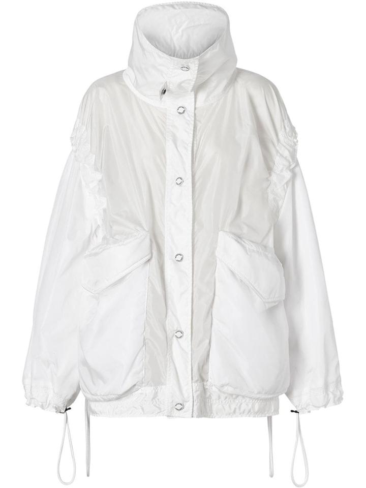 Burberry Drawcord Detail Logo Print Lightweight Jacket - White