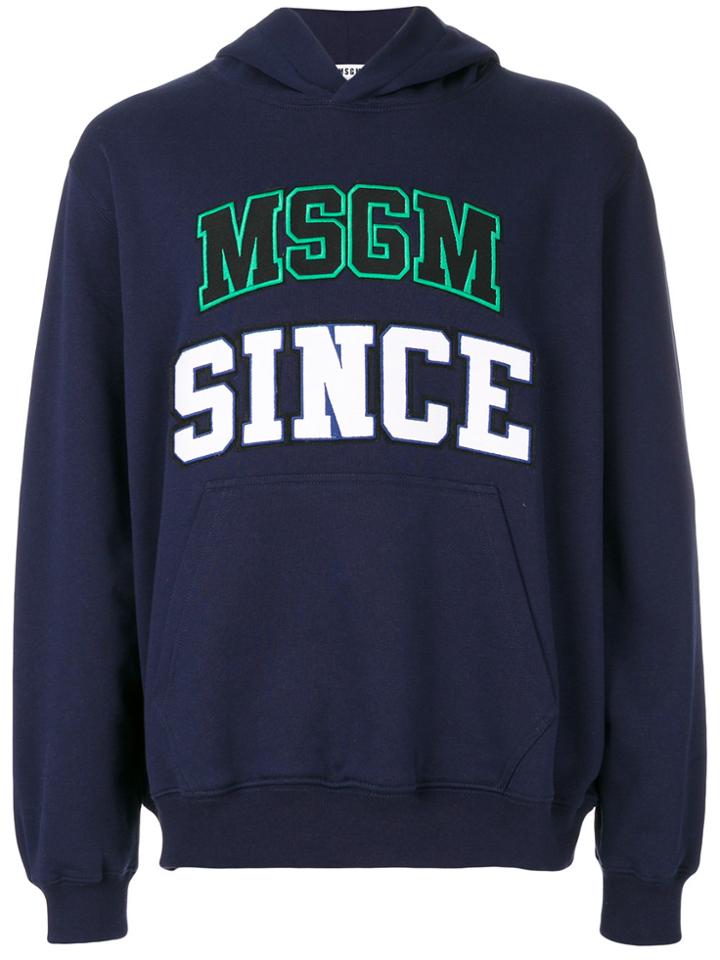 Msgm Embroidered Hoodie - Blue