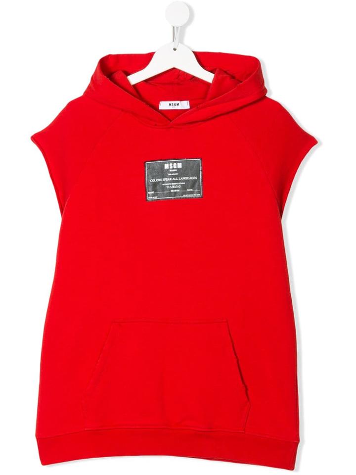 Msgm Kids Teen Logo Patch Hoodie - Red