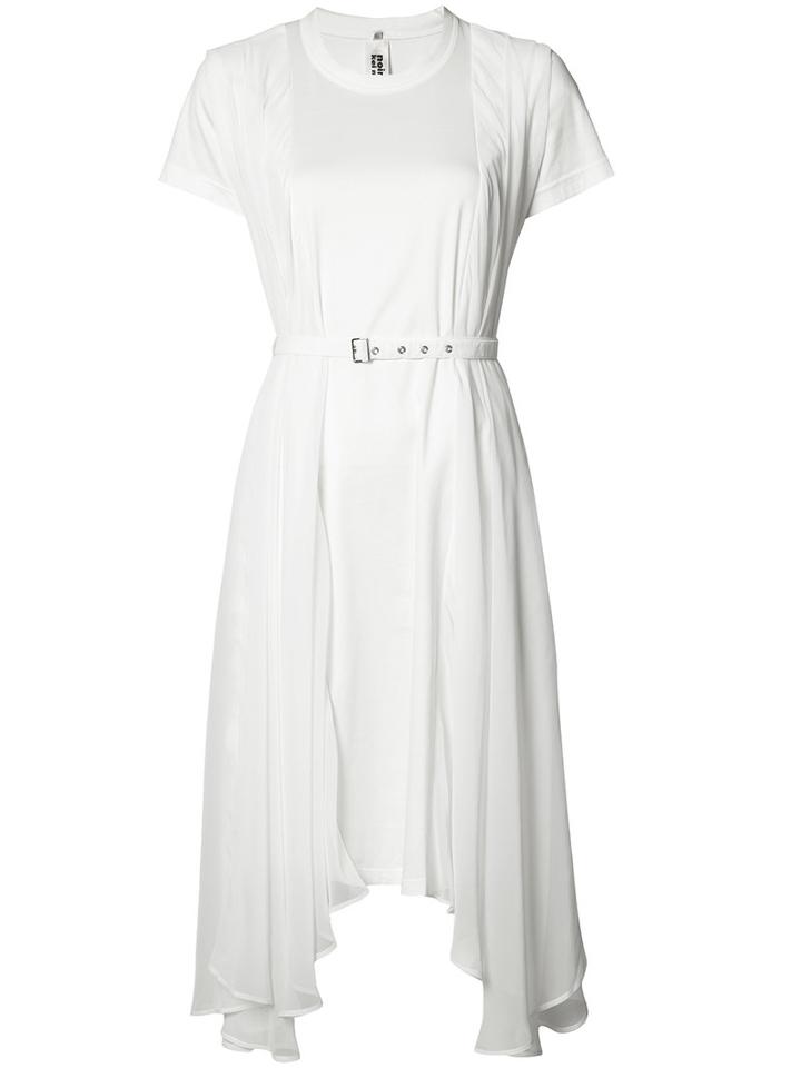 Comme Des Garçons Noir Kei Ninomiya - Sheer Asymmetric Dress - Women - Cotton/polyester - S, Women's, White, Cotton/polyester