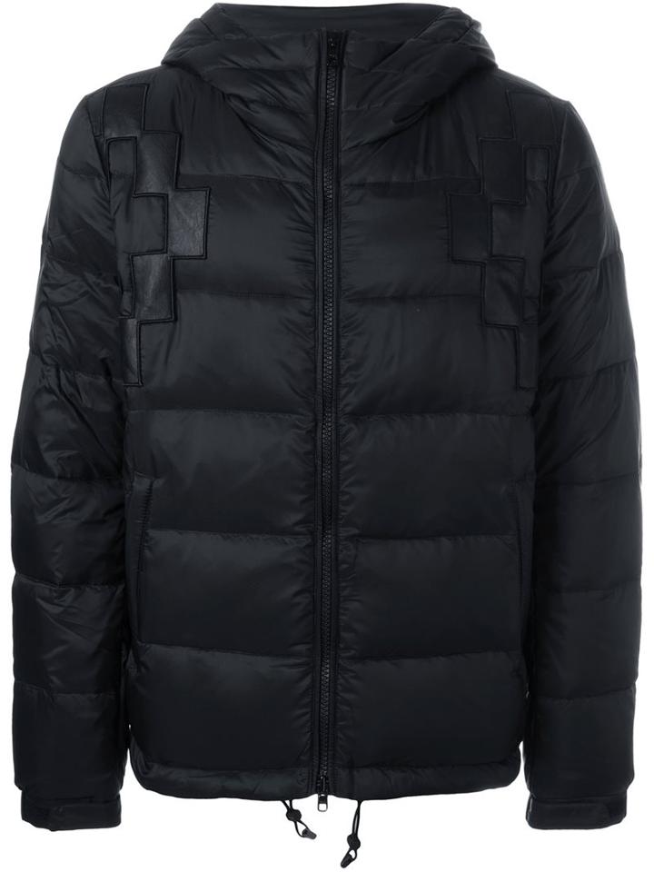 Marcelo Burlon County Of Milan Hooded Padded Jacket, Men's, Size: Large, Black, Polyamide/polyester/feather Down