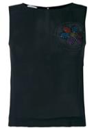Moschino Pre-owned Frayed Patch Sleeveless Blouse - Black