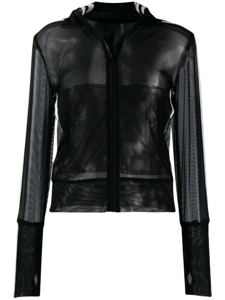 Norma Kamali Side Stripe Sheer Zipped Jacket - Black