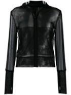 Norma Kamali Side Stripe Sheer Zipped Jacket - Black
